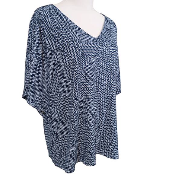CHICO'S 3 Soft‎ Stretchy Top Shirt Blouse XL Short Sleeves Kimono Smocked V-Neck - Picture 3 of 9